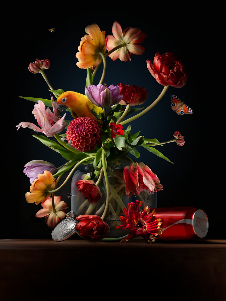 Modern hedendaagse bloemen Stilleven — bloemstilleven van Sander van Laar