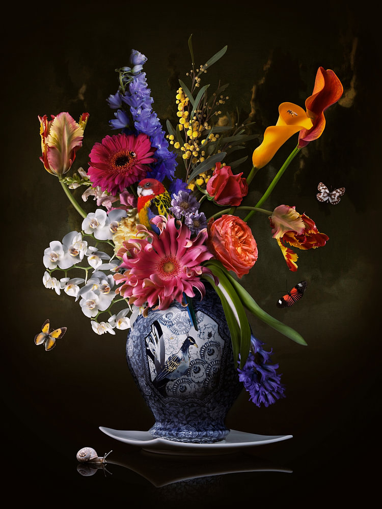 Bloemenschilderij Royal Freedom — bloemstilleven van Sander van Laar