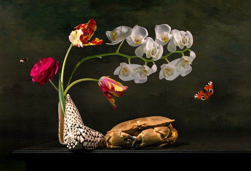 Bloemstilleven met tulpen en het zeeleven van Sander van Laar de digitale bloemist